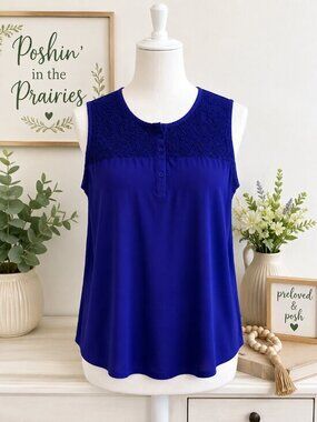 4 for $25 💙 Liz Claiborne Deep Purple Sleeveless Blouse XL 💙